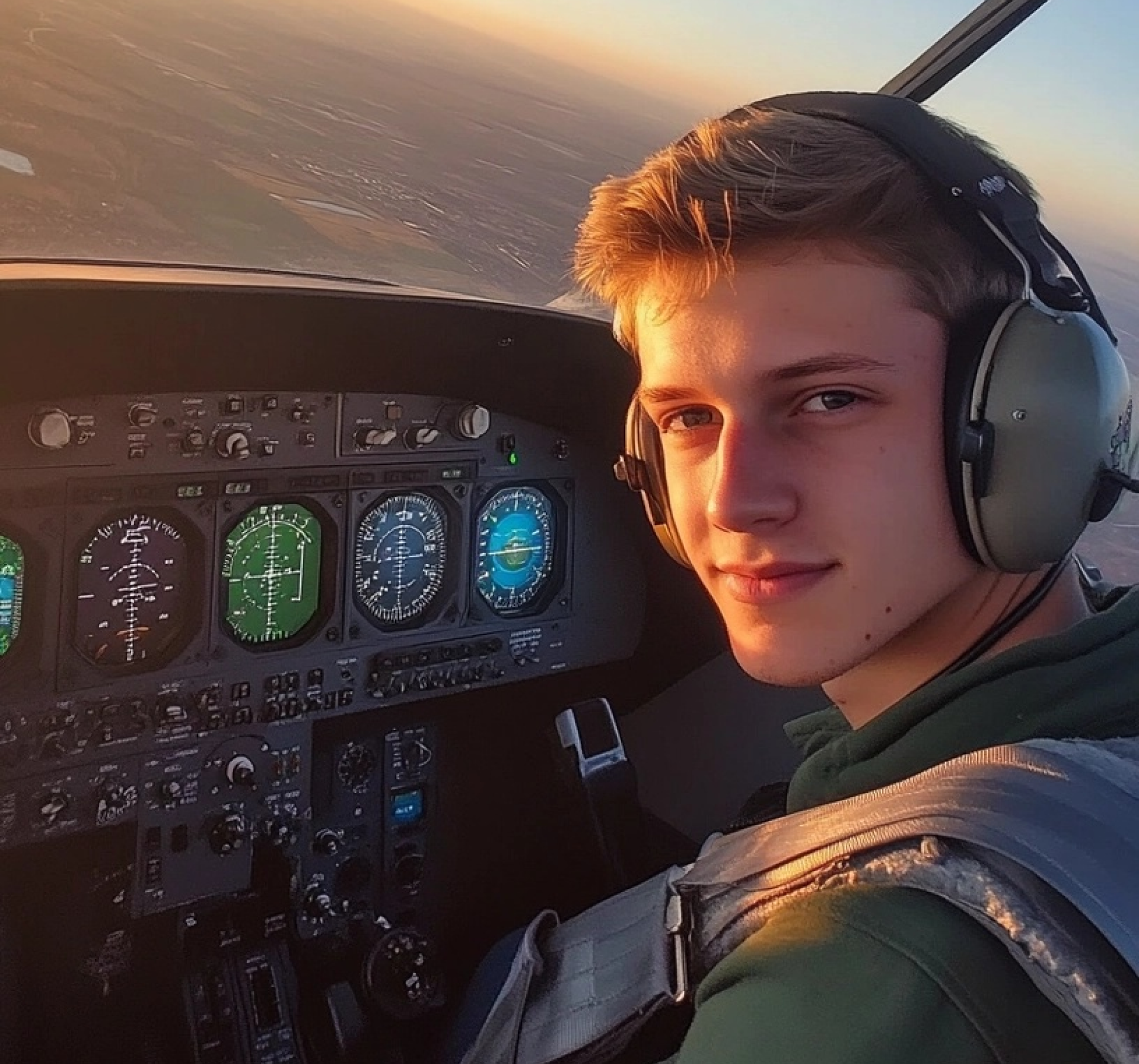 student pilot looking at the camera